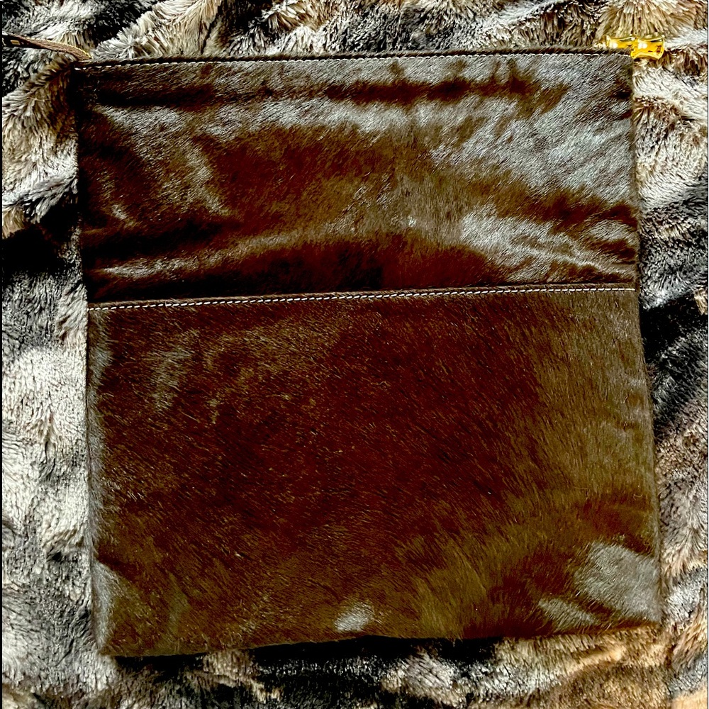 J.McLaughlin 100% Cow Leather Foldover Bag Dark Brown